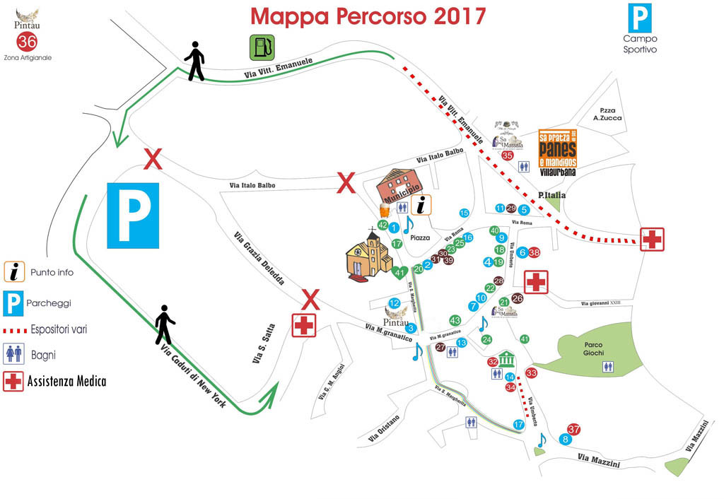Mappa della 20a Sagra del Pane 27,28 e 29 Ottobre 2017 a Villaurbana